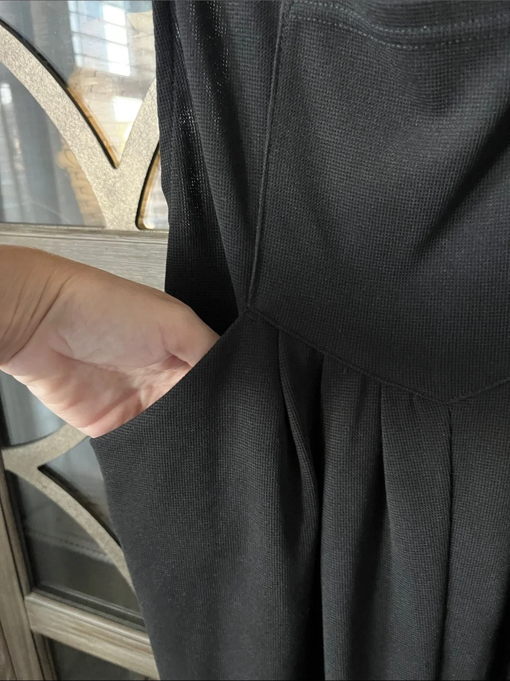 HALARA Black Mini Pinafore Dress with Button Straps